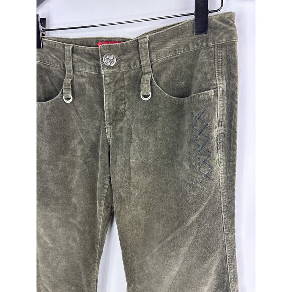 Tripp NYC Corduroy Low Rise Pants Green Women's Size 11 Y2k Goth Grunge Punk - Picture 5 of 15